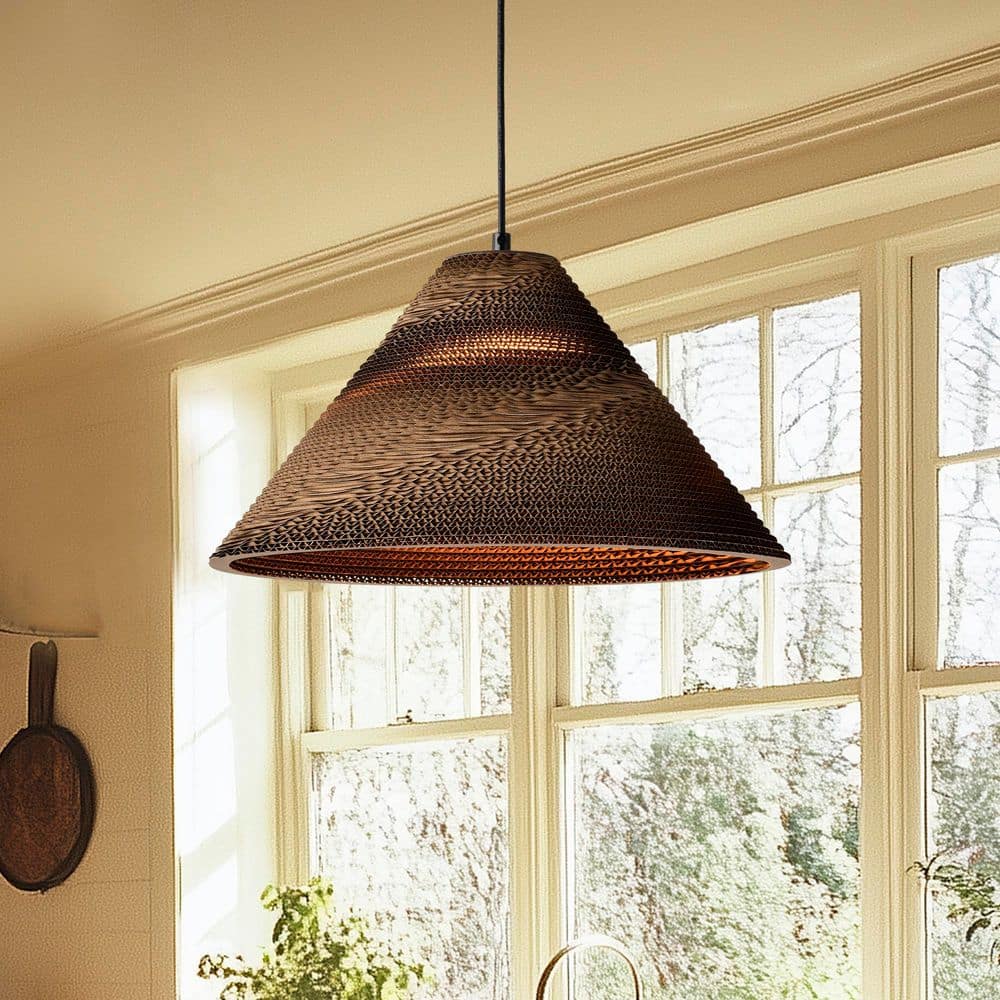 100-Watt 1-Light Natural Brown Pendant Light with Nordic Style Cone Paper Shade for Dining Table, No Bulbs Included price history on PriceWatchPro