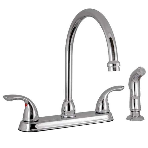 Design House Ashland 2-Handle Standard Kitchen Faucet with Side Sprayer in Polished Chrome