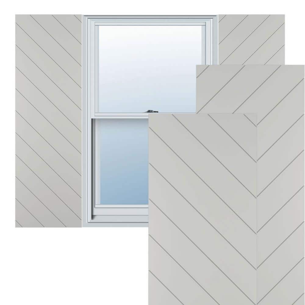 12-in W x 68-in H True Fit PVC Diagonal Slat Modern Style Fixed Mount Shutters, Hailstorm Gray price history on PriceWatchPro