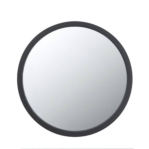 Unbranded 19.75 in. W x 19.75 in. H Small Round Wood Framed Wall Bathroom Vanity Mirror in Black