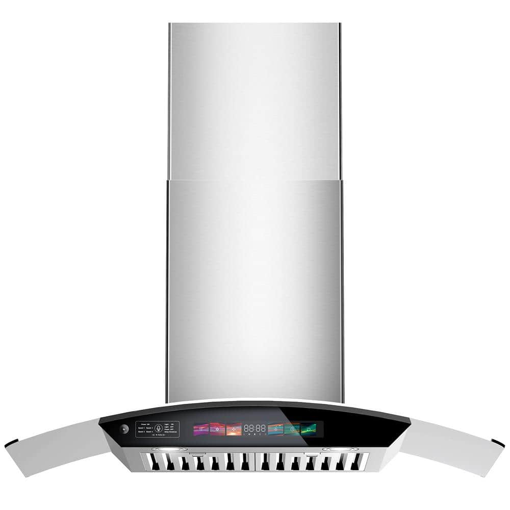 30 in 900 CFM Ducted Wall Mount Range Hood in Stainless Steel, Voice/Gesture/Touch Control, Delay Shutdown, 4 Speed Fan