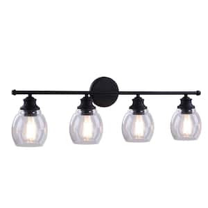 32 in. 4-Light Oil Rubbed Bronze Vanity Light with Clear Glass Shade