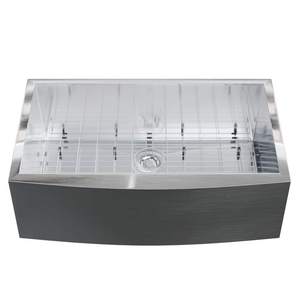 33 in. Zero Radius Stainless Steel Single Bowl 18-Gauge Farmhouse Kitchen Sink, Drain with Lid and Bottom Grid price history on PriceWatchPro