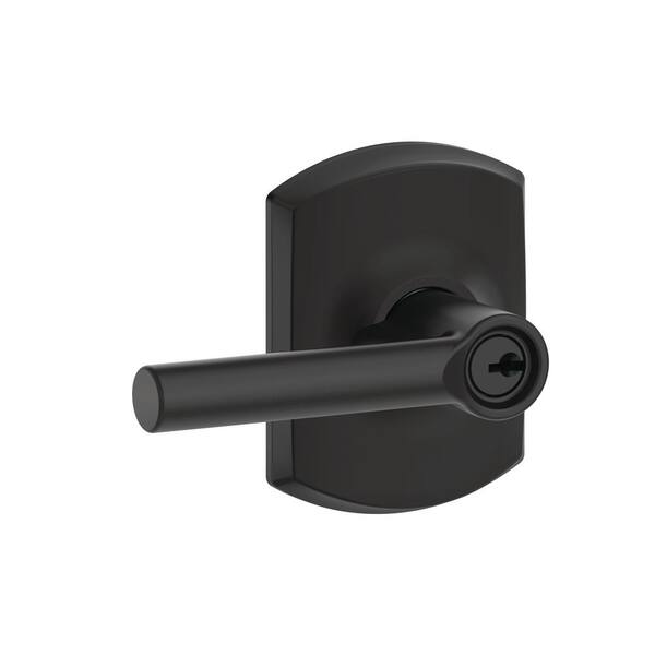 Schlage Broadway Matte Black Passage Hall/Closet Door Handle with Greenwich Trim