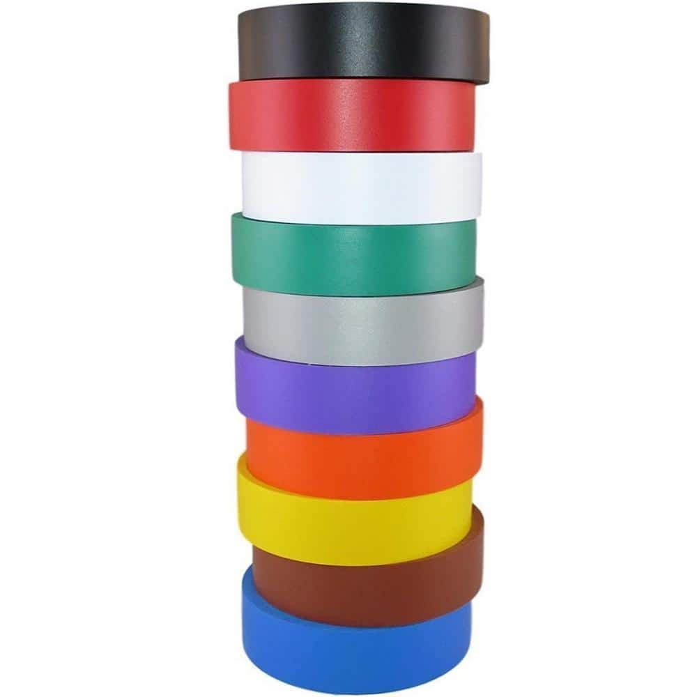 3/4 in. x 60 ft. Vinyl Electrical Tape, Flame Retardant, Waterproof & Rubber Based Adhesive, Multicolored, 10 Packs price history on PriceWatchPro