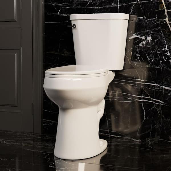 19 in. High ADA Elongated Toilet 1.28GPF Single Flush, White 2-Piece Toilet 12 in. Rough-in, Premium Soft-Close Seat
