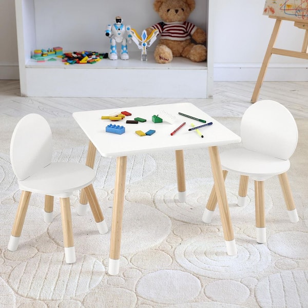 SKYSHALO Kids Table and 2-Chairs Set, Toddler Table and Chair Set