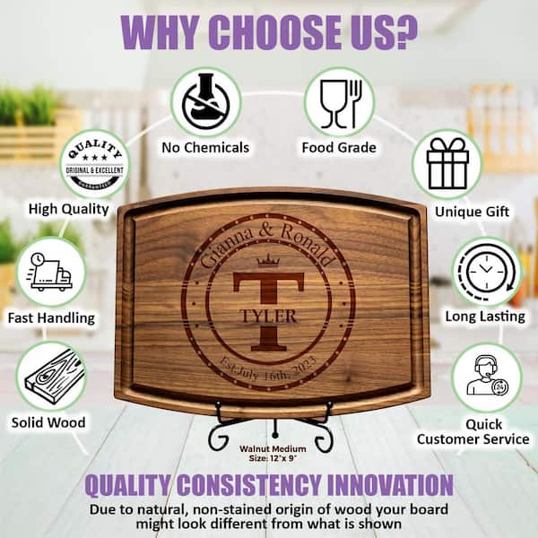 Adrinfly Medium 9 in. x 12 in. Rectangular Wood Edge Grain