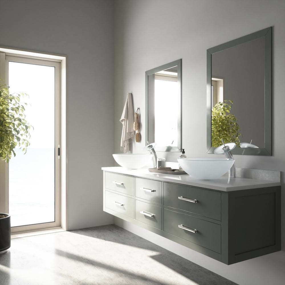 Elegant Frosted White 16.5" Tempered Glass Circular Vessel Sink