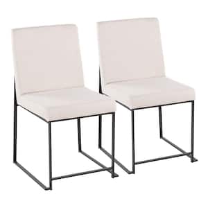 Fuji Beige Fabric Black High Back Side Dining Chair (Set of 2)