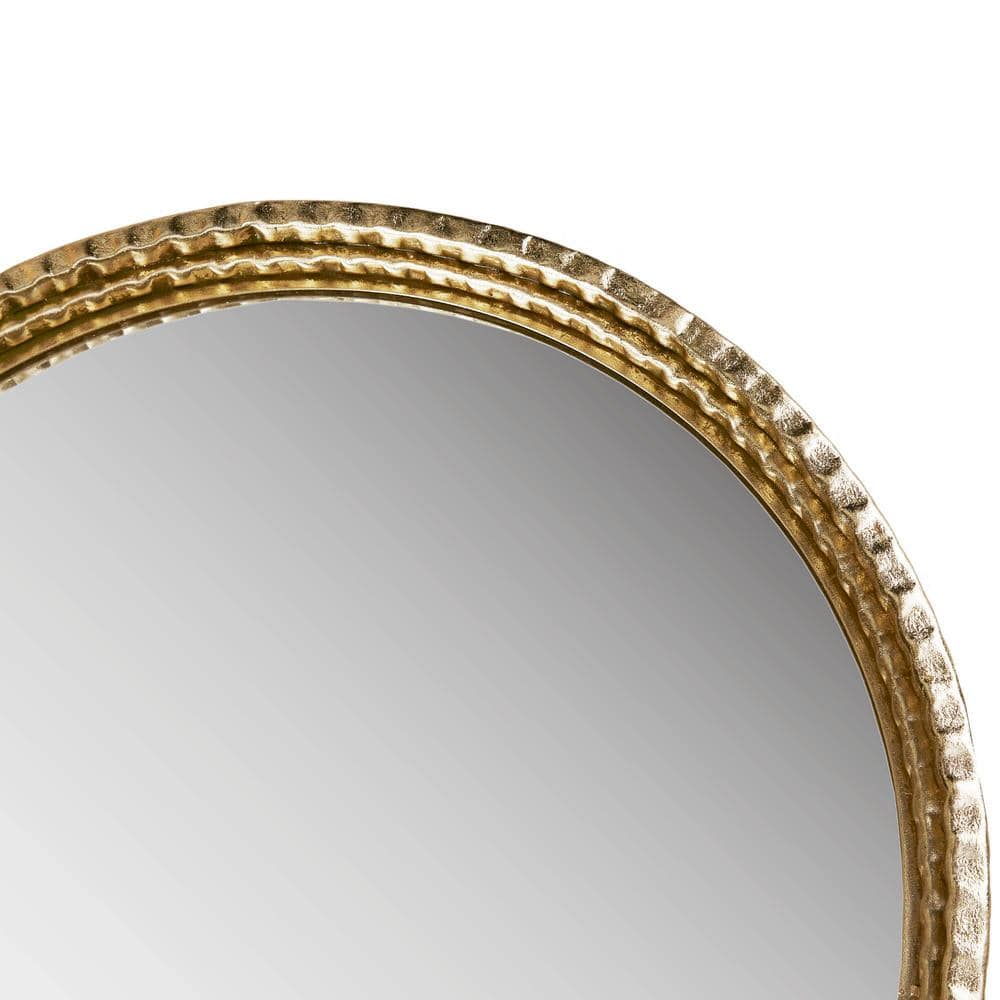 Gold Arched Rectangular Wall Mirror with Intricate Frame