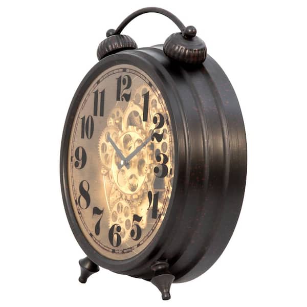Yosemite Home Decor Black and Gold 19-Inch Round Gear Clock