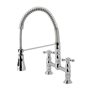 Heritage Double-Handle Pull Down Sprayer Kitchen Faucet in Polished Chrome