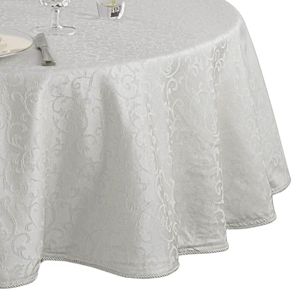 Lenox Opal Innocence Tablecloth, Platinum - 70"W x 70"L Round
