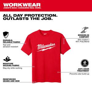 Men's X-Large Red Heavy-Duty Short-Sleeve T-Shirt