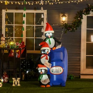 6 ft. Pre-Lit LED Penguin Mailbox Christmas Inflatable with Water-Resistant Materials
