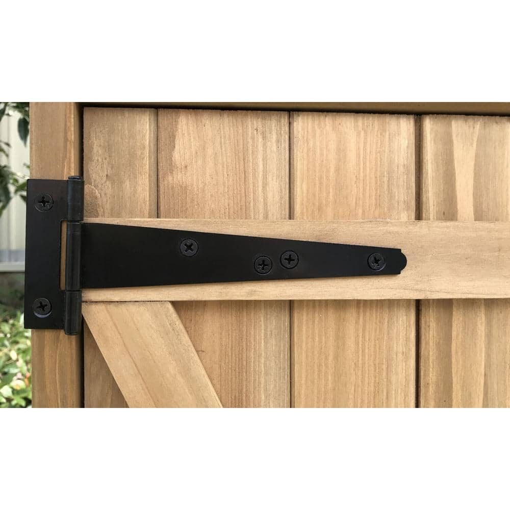 Black Fir Wood Outdoor Storage Shed with Shelving