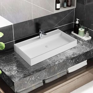 47.2 in. L x 18.9 in. W x 4.7 in. H Silver Porcelain Rectangular Bathroom Sink Wash Basin With Solid Surface