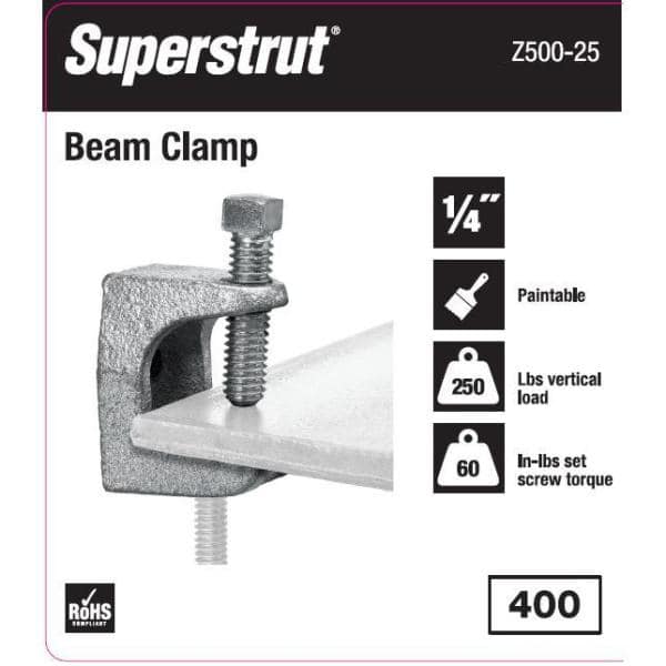 1/4 in. Strut Fitting Beam Clamp - Silver