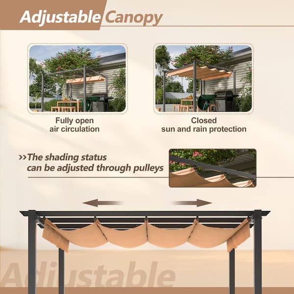 Wiilayok 10 ft. x 10 ft. x 8 ft. Retractable Canopy with