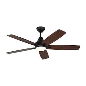 Lowden 52 in. LED Indoor/Outdoor Midnight Black Ceiling Fan with Light Kit, Remote Control and Reversible Motor