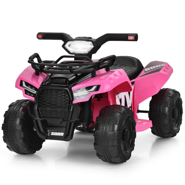 7.3 in. 12-Volt Kids ATV Quad Electric Ride On Car Toy Toddler with LED Light and MP3 Pink