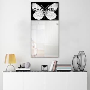 48 in. x 24 in. CC Butterfly Rectangle Framed Printed Tempered Art Glass Beveled Accent Mirror