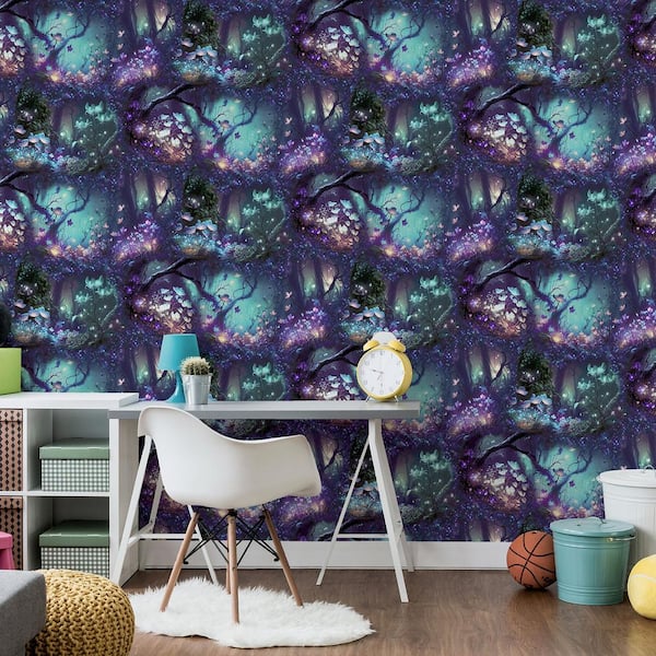 Oleda Dark Blue Magical Garden Wallpaper