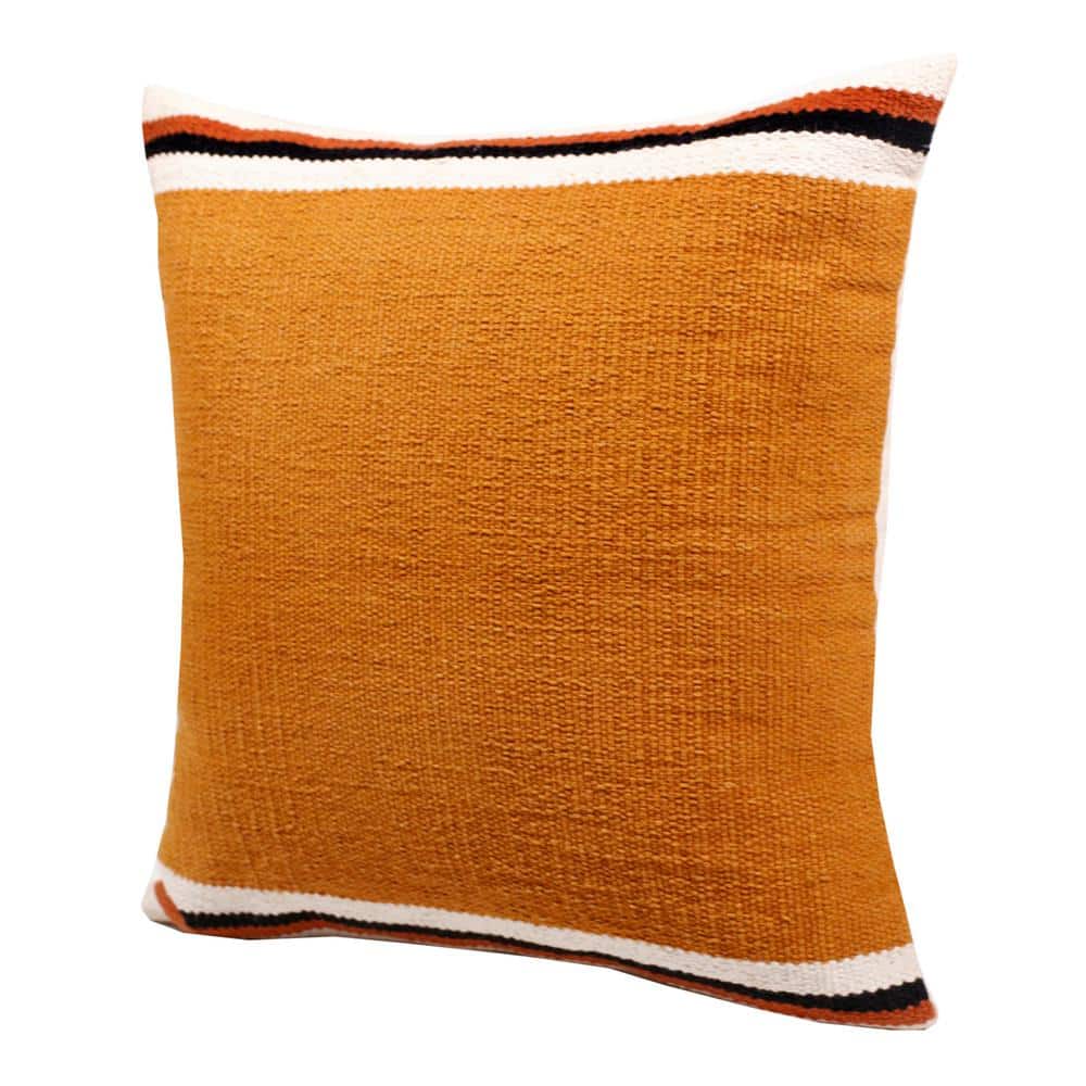 Southwestern Orange and White Cotton Geometric Throw Pillow