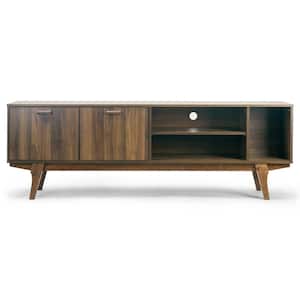 Anona 71 in. Walnut Composite TV Stand Fits TVs Up to 114 in. with Storage Doors