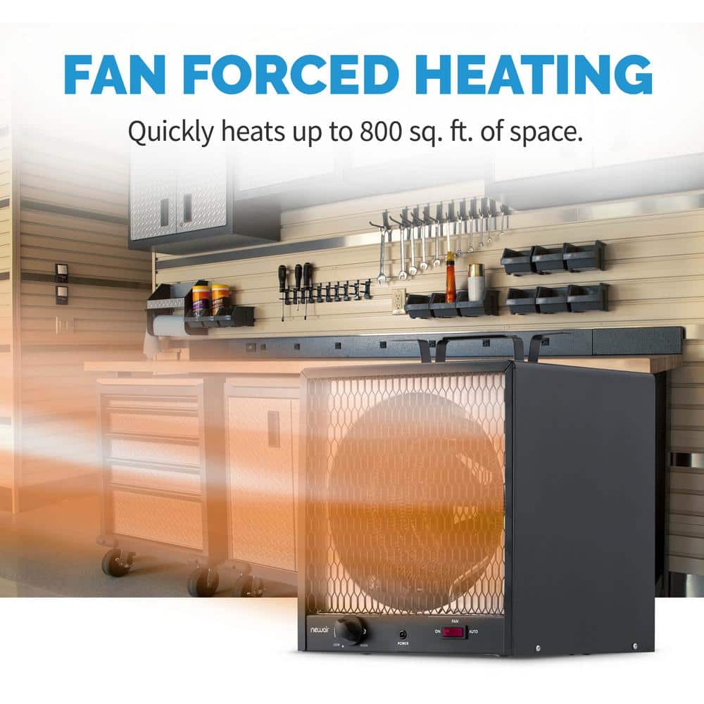 Portable Black Stainless Steel Electric Garage Heater with Thermostat
