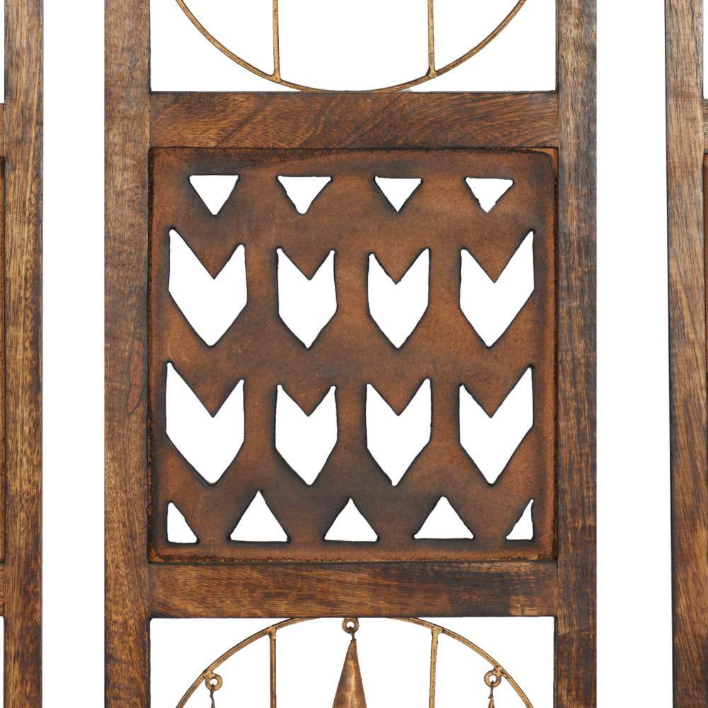 Brown Wood and Metal Bell Wall Decor Set of Three
