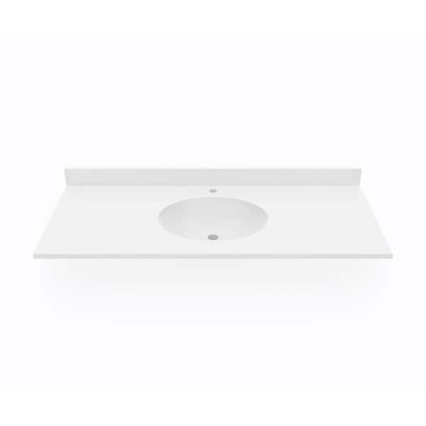 Swan Ellipse 49 in. W x 22 in. D Solid Surface Vanity Top with Sink in White