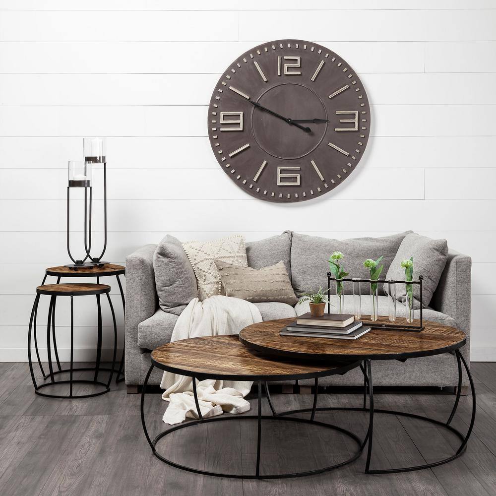 Clapp Round Dark Brown Wood Nesting Coffee Tables Set