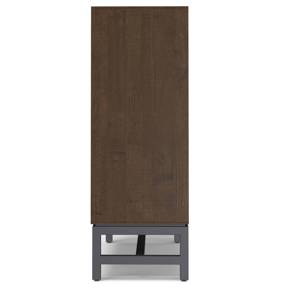 Walnut Brown Solid Wood and Metal 2-Door Sideboard Buffet