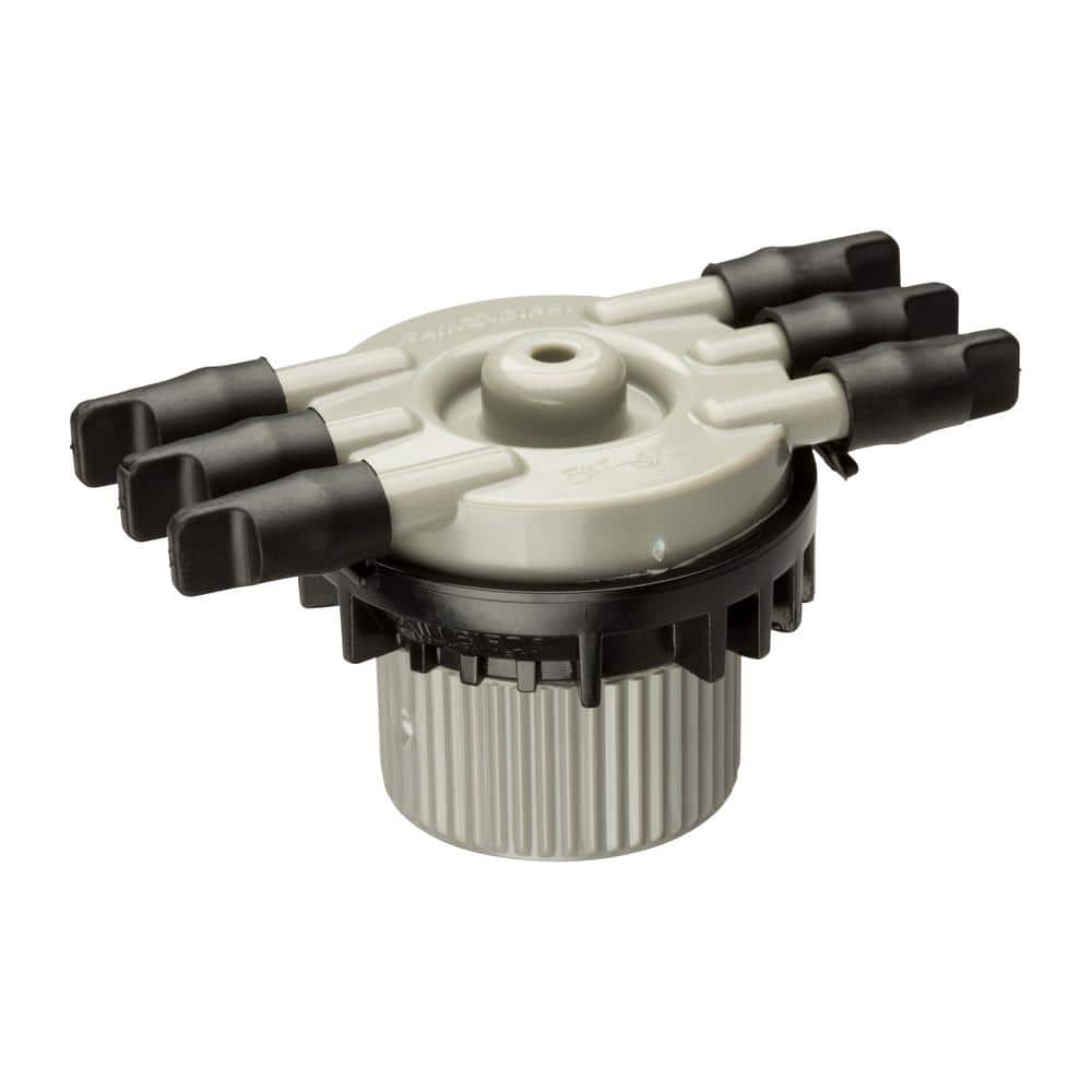Gray 1/2 X57000 1/2 Rainbird Xeri-Bird 6 Outlet FPT X Barb Distribution Device with Plug Ring