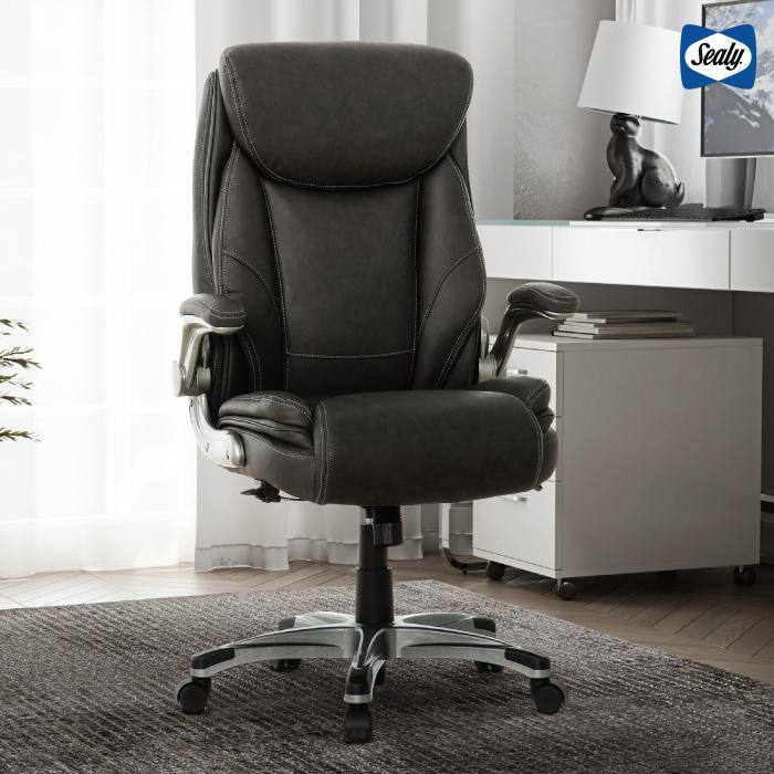 Gray High Back Executive Swivel Office Chair with Adjustable Arms