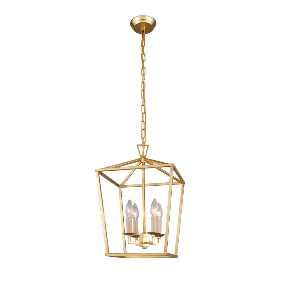 4-Light Golden Lantern Chandelier