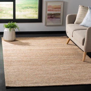 Marbella Natural/Ivory 8 ft. x 8 ft. Striped Solid Color Square Area Rug