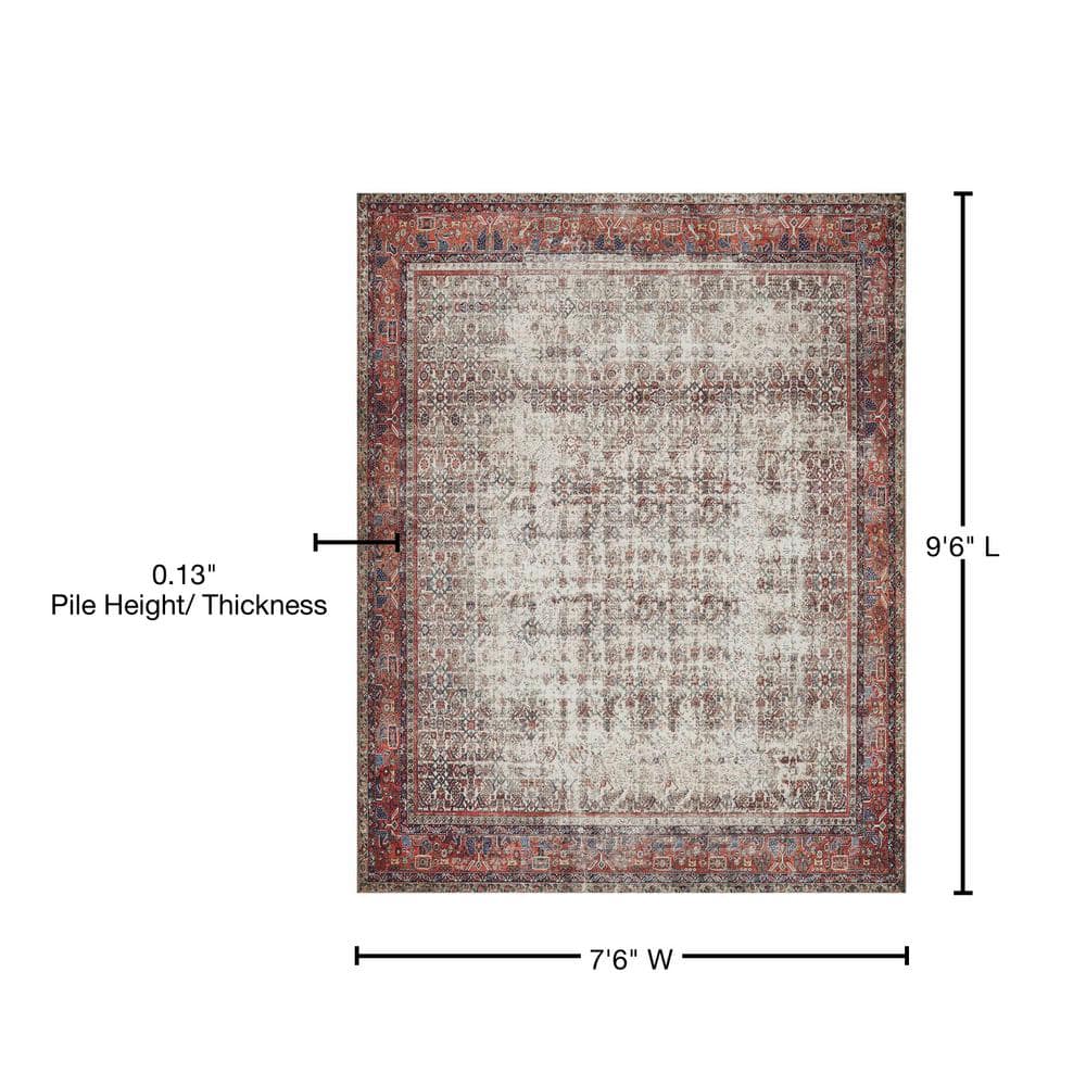 Ivory and Brick Distressed Bohemian Synthetic Area Rug