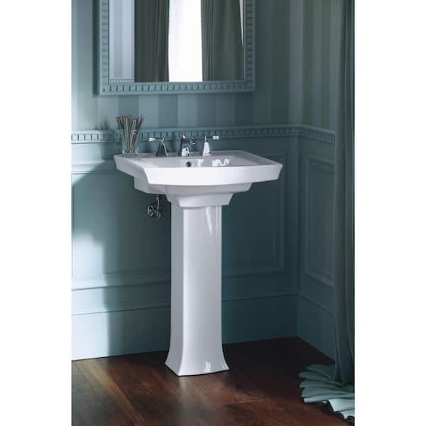 KOHLER Archer Vitreous China Pedestal Combo Bathroom Sink in White with Overflow Drain KOHLER Archer Vitreous China Pedestal Combo Bathroom Sink in White with Overflow Drain