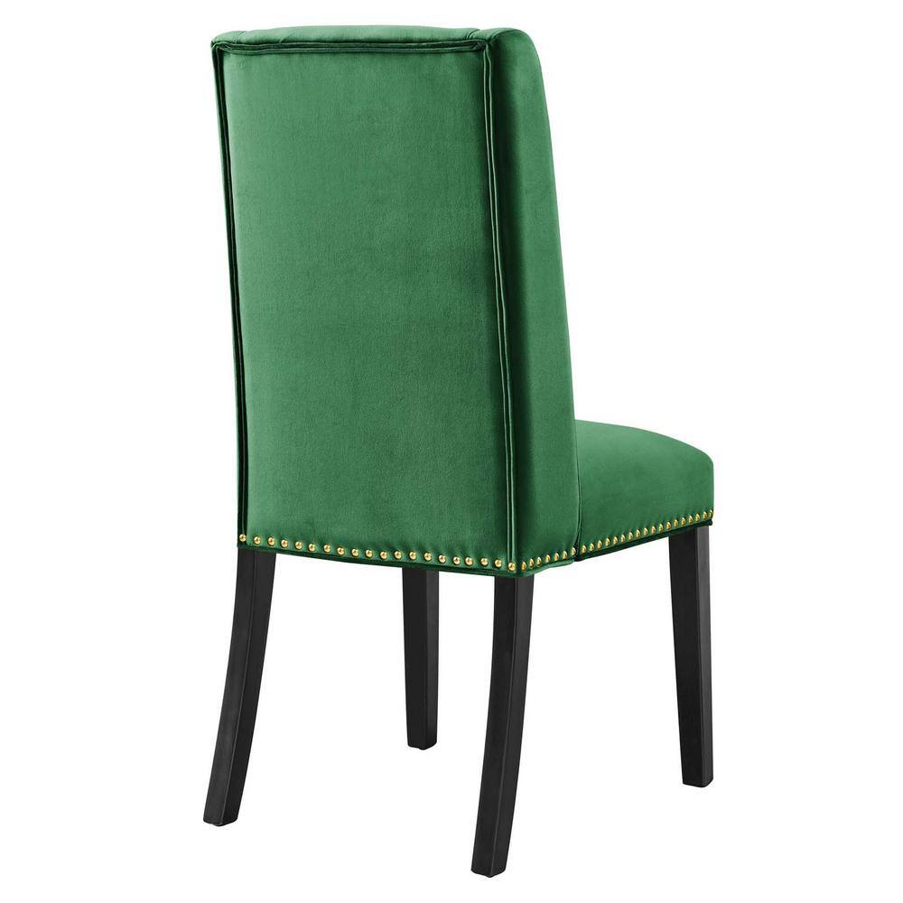 Emerald Velvet Upholstered Side Chair with Polished Nailhead Trim