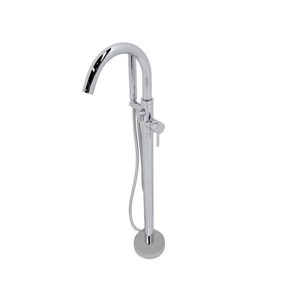Matte White Solid Surface Freestanding Soaking Bathtub with Chrome Faucet