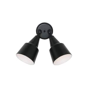2-Light Black Outdoor Piedmont Swivel Flood Light with Adjustable Heads