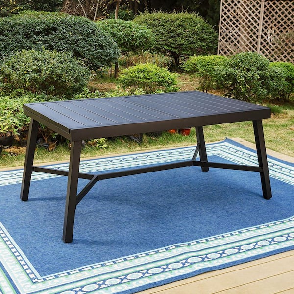 PHI VILLA 7-Piece Metal Outdoor Dining Set with Extensible
