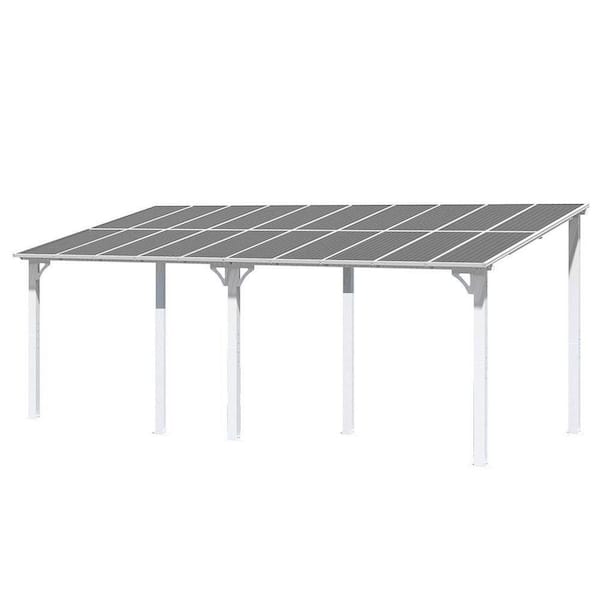 8 ft. x 20 ft. White Rectangle Gazebo with Hardtop Aluminum Roof