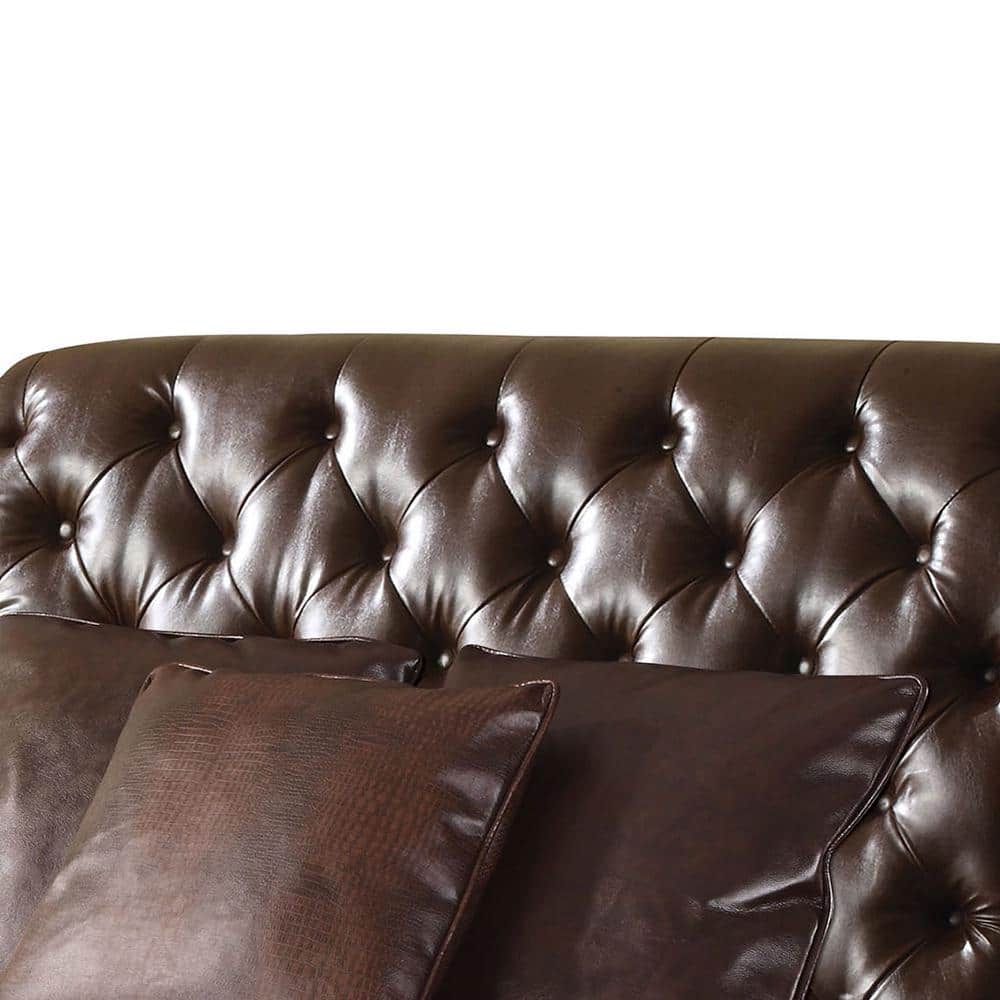 Anondale Classic Elegance Button-Tufted Chaise in 2-Tone Brown