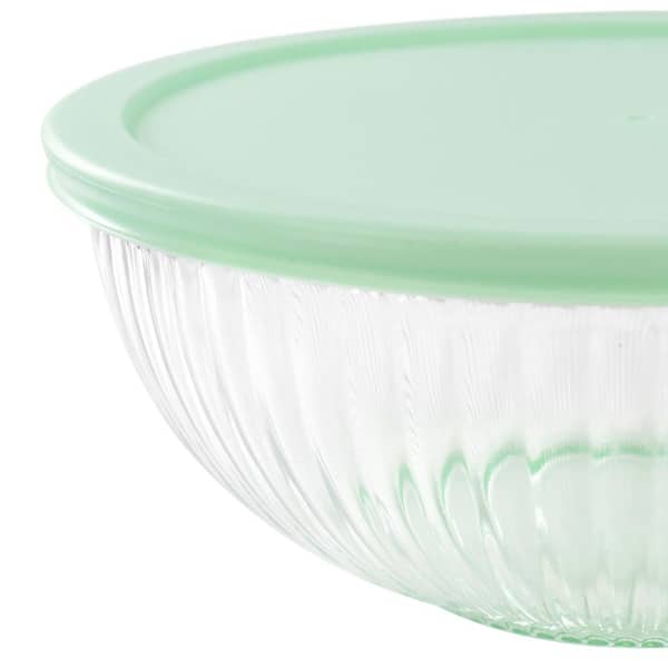 Martha Stewart Mint Borosilicate Glass Prep Bowl Set with Plastic Lids