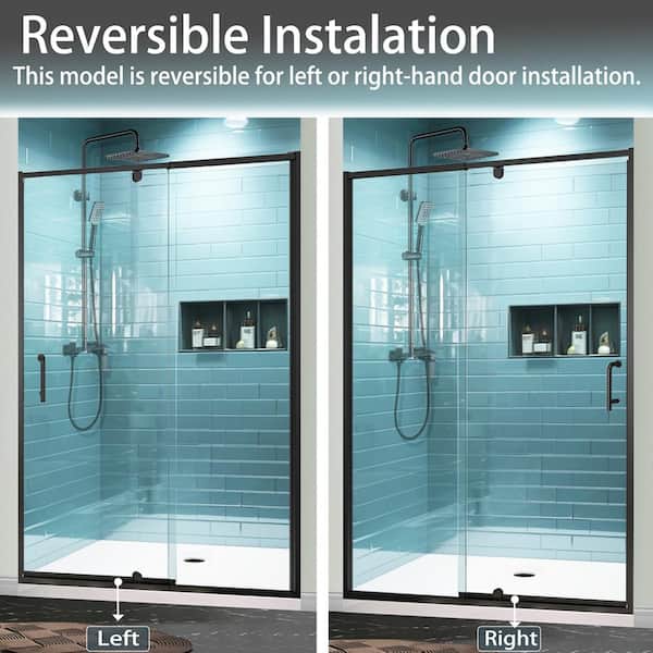 Lonni 50 in.-54 in. W x 71 in. H Pivot Swing Semi-Frameless