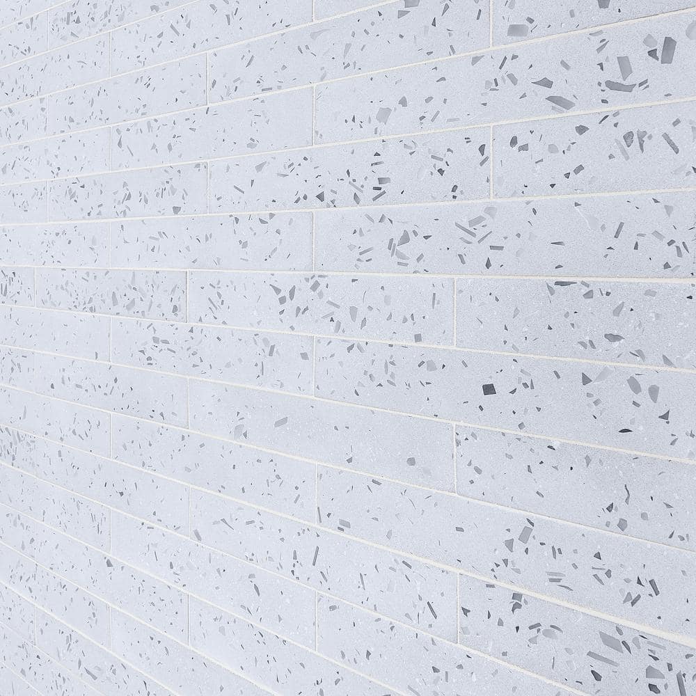Fusion Brick 2.48" x 15.74" Denim Blue Terrazzo Subway Wall Tile
